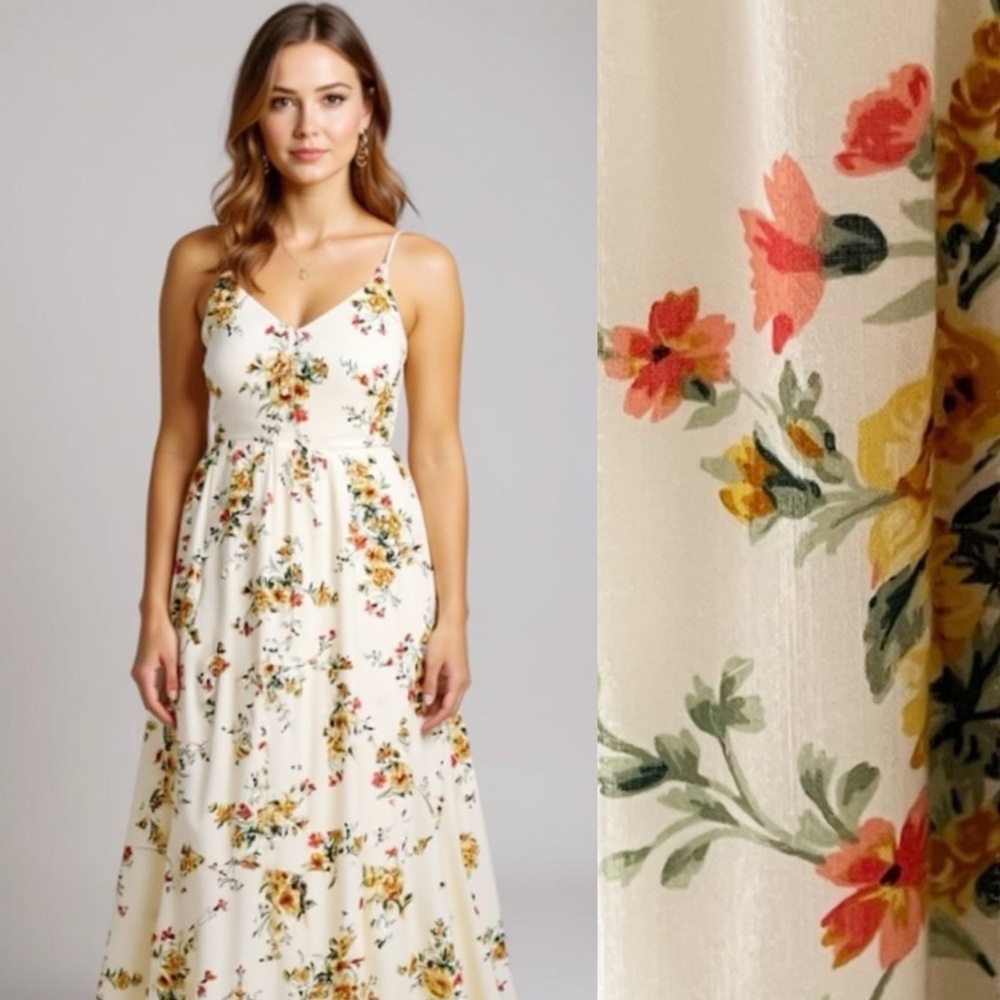 Old Navy Fit & Flare Tiered Floral Cottagecore Maxi Sundress Size Medium Tall